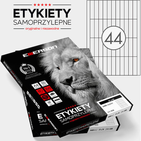 Emerson Αυτοκόλλητες Ετικέτες Α4 Ορθογώνιες 74x17mm