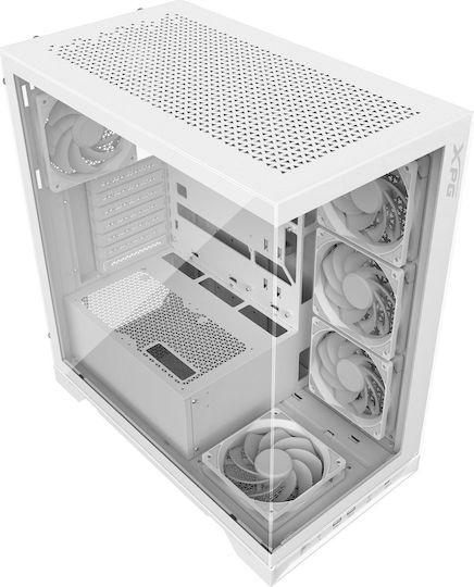 Adata Invader X Гейминг Midi Tower Компютърна кутия със страничен прозорец Бял