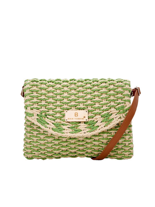 Bag to Bag Ψάθινος Γυναικείος Φάκελος Πράσινος