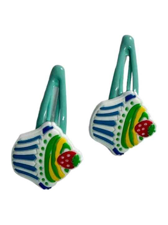 Ro-Ro Accessories Cupcake Σετ Παιδικά Κοκαλάκια με Κλιπ σε Πράσινο Χρώμα 2τμχ