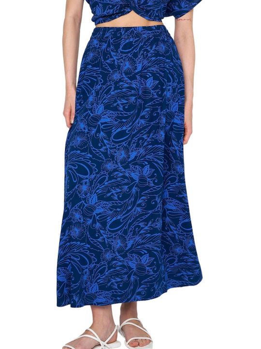 Ale - The Non Usual Casual Maxi Φούστα Floral Royal Blue
