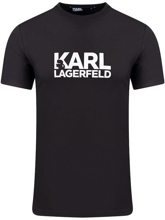 Karl Lagerfeld T-shirt Bărbătesc cu Mânecă Scurtă BLACK