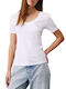 Calvin Klein Γυναικείο T-shirt με V Λαιμόκοψη Bright White