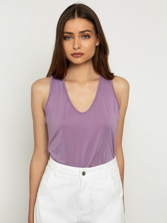 Toi&Moi Damen Bluse mit V-Ausschnitt Flieder