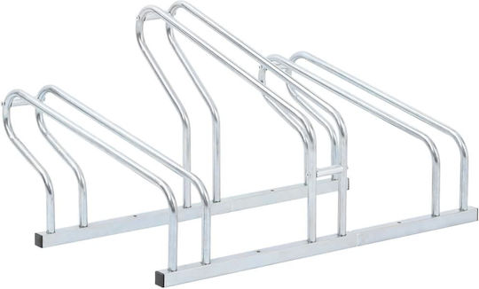 vidaXL 3-Bike Floor Stand Galvanized Steel Silver