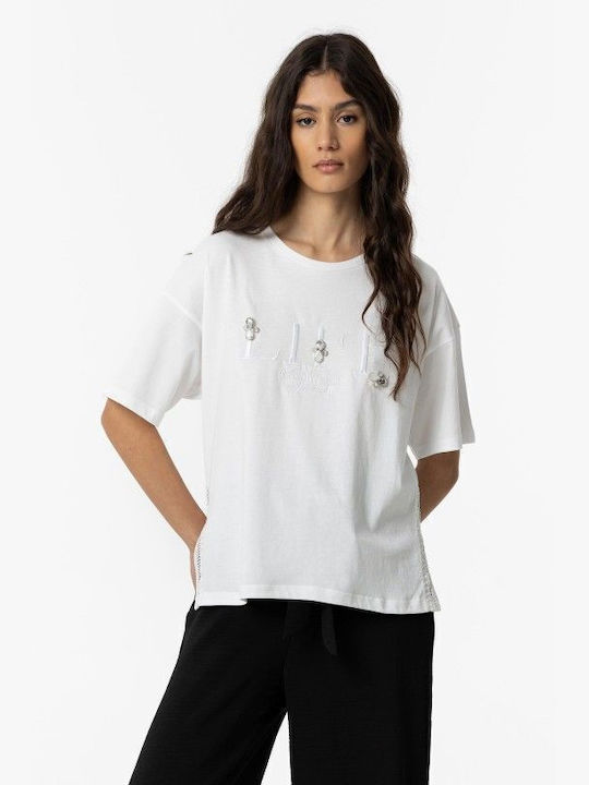 Tiffosi Women's Summer Blouse Short Sleeve White