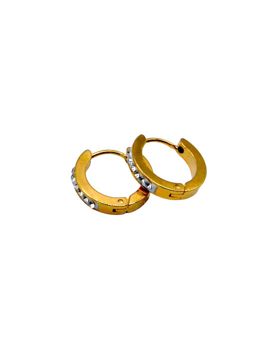 Stainless Steel Hoop Earrings with Rhinestones 17mm 5mod629