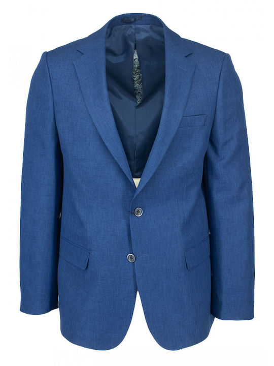 New York Tailors Ανδρικό Σακάκι με Στενή Εφαρμογή Blue