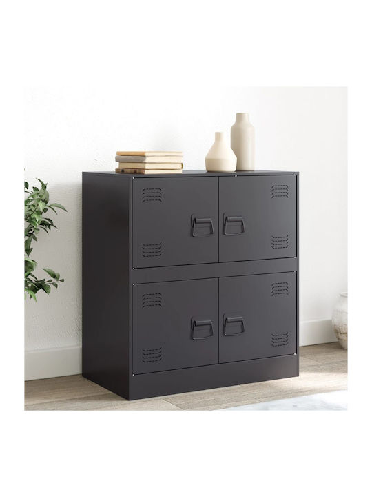 Sideboard made of Metal Black Velvet-Black Metal 67x39x73cm