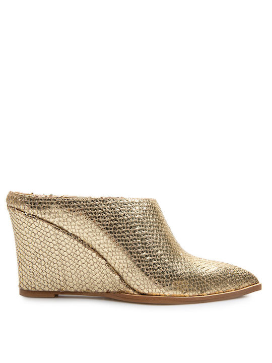 Glamazons Mules mit Absatz in Gold Farbe