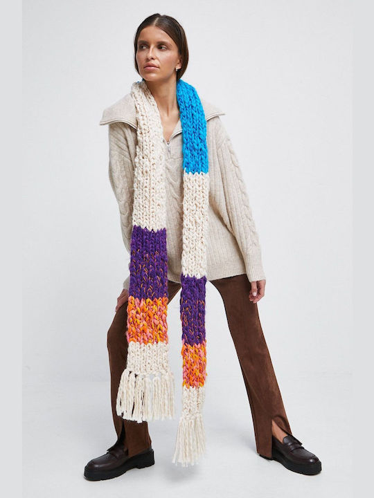 Fular din lână pentru femei Tricotat Multicolor