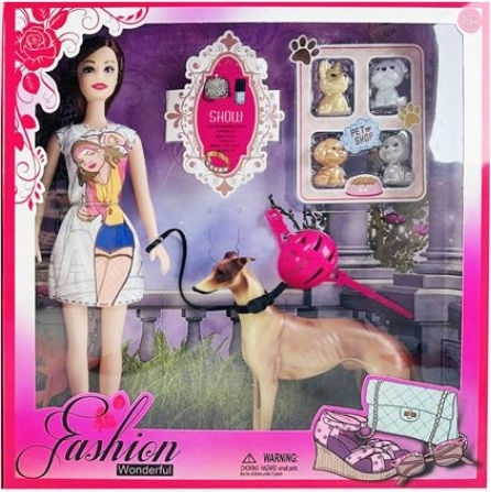 Papusa manechin 29cm cu casca de caine si accesorii 2 design-uri 32x5x32.5cm S30 - 0093619