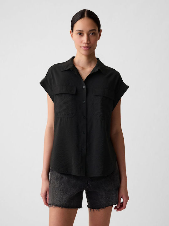 GAP Kurzärmelig Damen Hemd Black