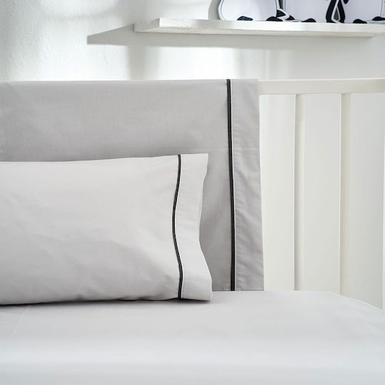 Vesta Home Set Baby Sheets Crib Cotton Mono 505 Light Grey 120x160cm 2 Pieces