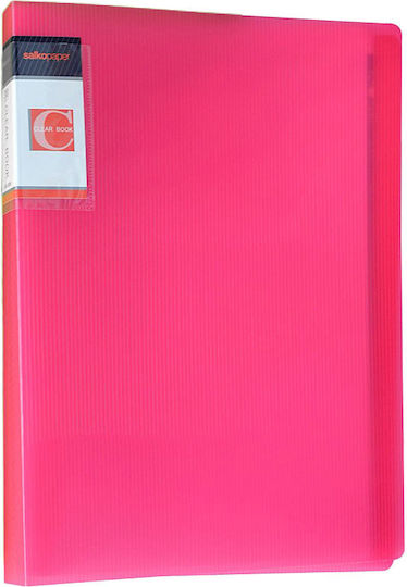 Salko Paper Clipboard Flexible with 60 plastic sleeves Slides for Paper A4 Fuchsia 1pcs