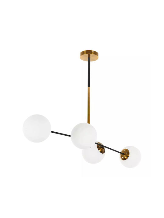 Pendant Chandelier for 4 Bulbs E14, E.14 Gold