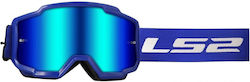 LS2 Motocross Goggles Charger Blue Lens Iridium