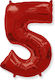 Luftballon Folie Jumbo Zahl 5 Rot Form 90cm