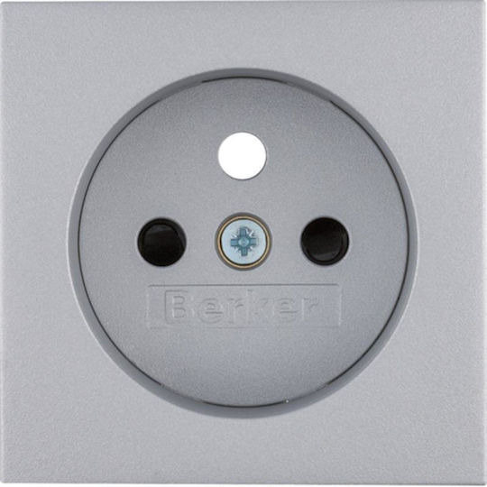 Hager B.kwadrat S.1 B.3 B.7 Alu Γειωμένη Πλάκα Υποδοχής Πλάκες Κάλυψης Μονή Χωνευτή Πρίζα Ρεύματος με Καπάκι Ασημί