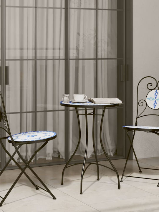 Scaun de exterior Metalic Albastru 2buc 38x45.5x89.5cm