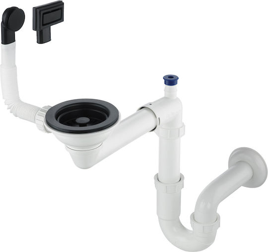 Deante Plastic Siphon Sink with Overflow and Output 32mm Gray