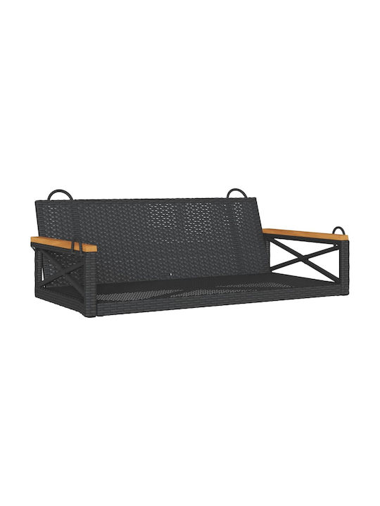 Rattan Swing Black with 110kg Maximum Weight Capacity L109xW62xH40cm