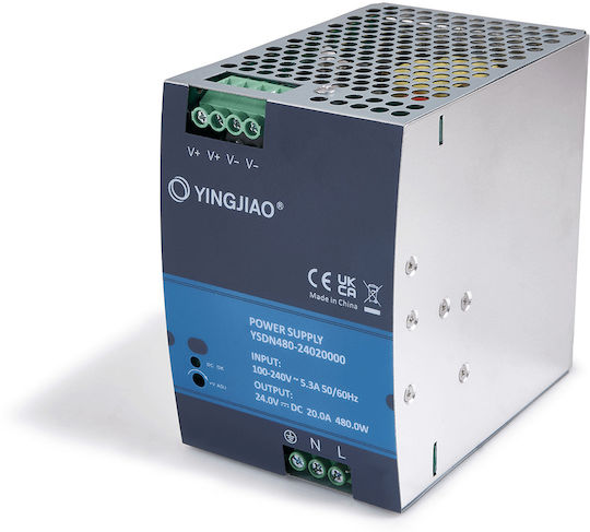 Τροφοδοτικό Ράγας με Έξοδο 24V και Ισχύ 480W 20A