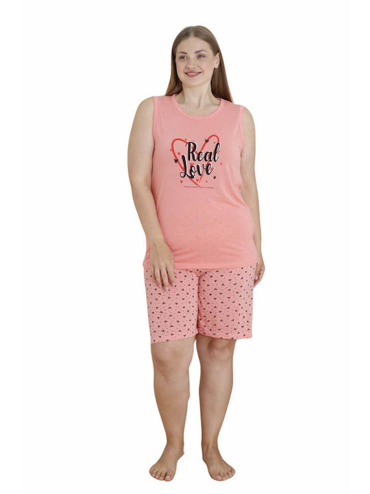 Esthisis Sommer Damen Pyjama-Set Baumwolle Coral