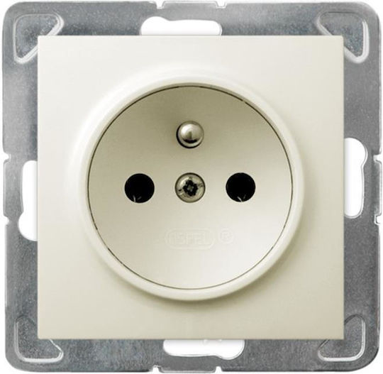 Ospel Impresja Single Walled Power Socket Ecru