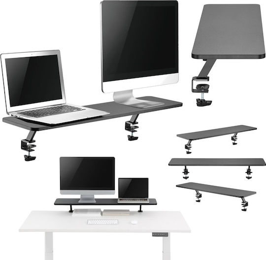 Mozos Βάση Γραφείου για 2 Οθόνες έως 32" Γκρι (CLAMP-DUAL-RISER)
