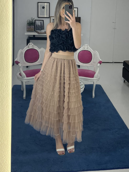 Pop & doll Maxi Skirt with Tulle Camel