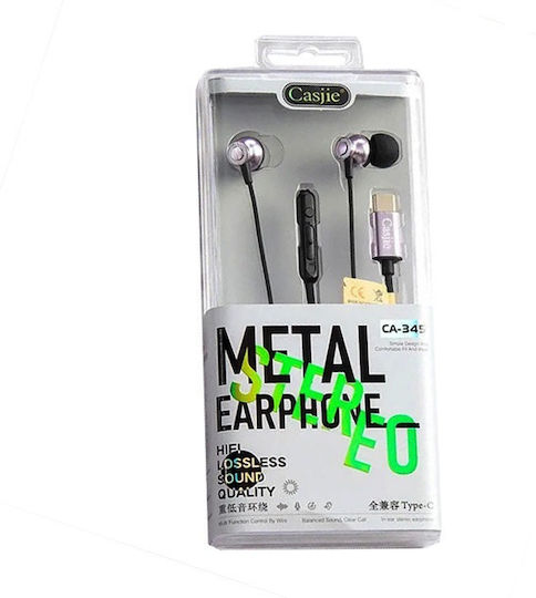 Casjie CA-345 In-ear Handsfree Headphones with Connector USB-C Purple