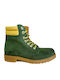 Leather Women's Ankle Boots Green