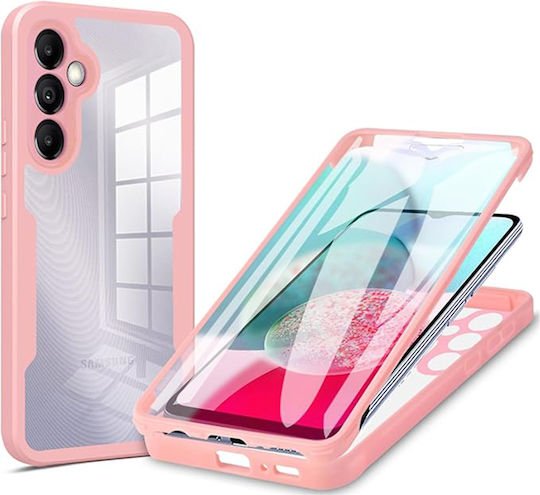Techsuit Colorverse 360 Силикон С Включено Закалено Стъкло Розов Galaxy A14