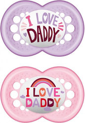 Mam Ορθοδοντικές Πιπίλες Σιλικόνης Ι Love Daddy - Ροζ-Λιλά για 16+ μηνών 2τμχ