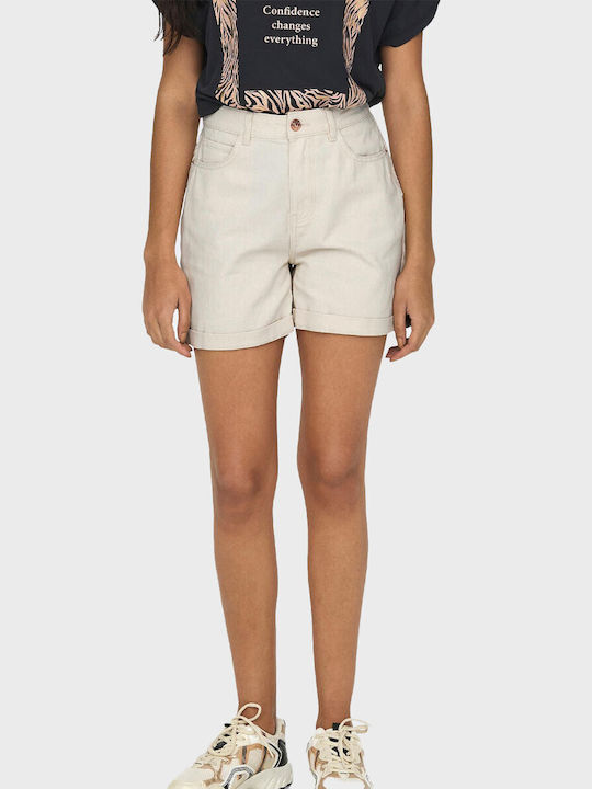 Only Women's Jean High-waisted Shorts Ecru