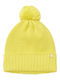 Pom Pom Beanie Beanie Knitted in Yellow color