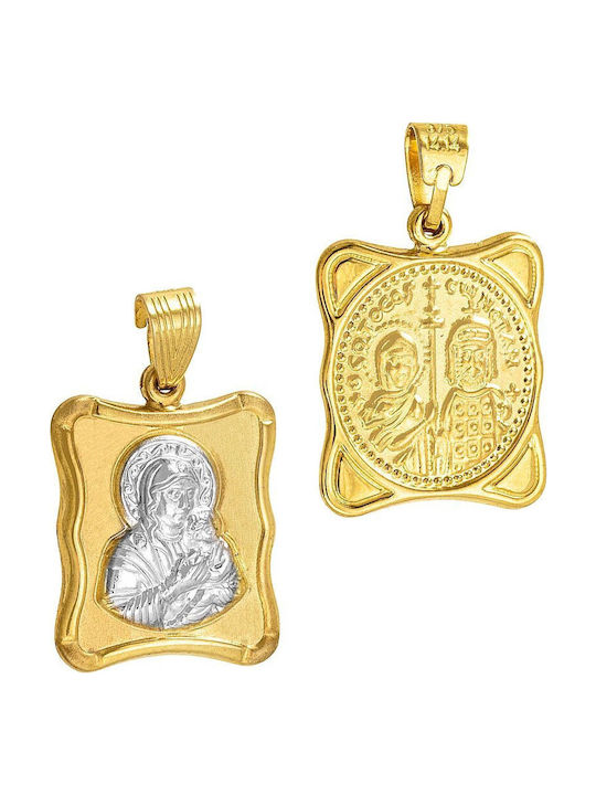 Papoulidis Jewellery Висулка Детски Талисман Двустранен с Дева Мария от Злато 9K FY250