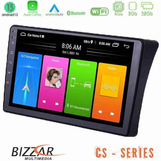 Bizzar Car Audio System 2DIN (Bluetooth/USB/WiFi/GPS/Apple-Carplay/Android-Auto) with Touch Screen 9"