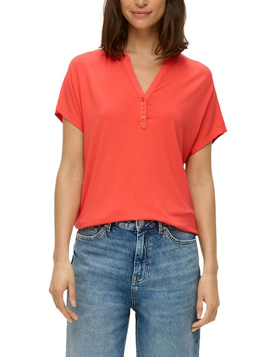 S.Oliver Women's T-shirt with V Neck Red