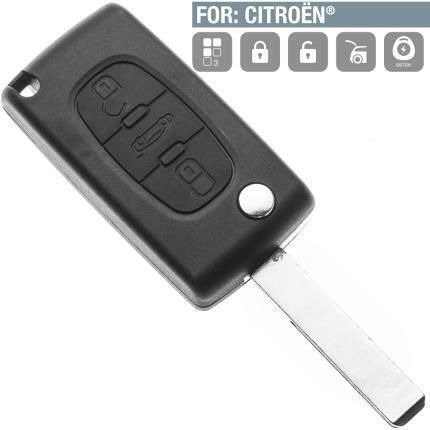 Foldable Car Key Shell with Blade with 3 Buttons for Citroen