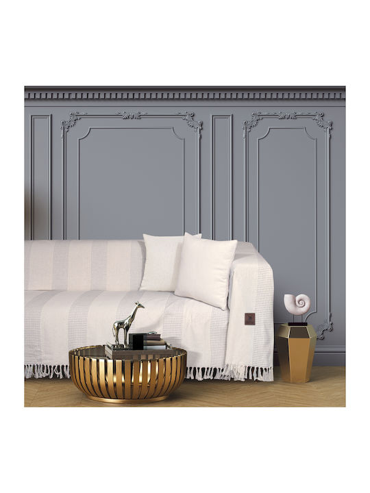 Greenwich Polo Club Two-Seater Sofa Throw 3916 180x250cm. Grey, Ivory