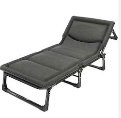 Liegestuhl-Bett Einzel Klappbar Metall mit Kissen Gray 193x68x30cm.