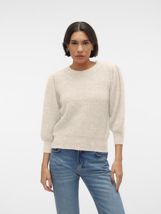 Vero Moda Damen Pullover mit 3/4-Ärmeln Birch Melange