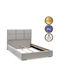 Reymont Κρεβάτι Υπέρδιπλο Επενδυμένο με Ύφασμα Μπεζ Της Άμμου για Στρώμα 160x200cm