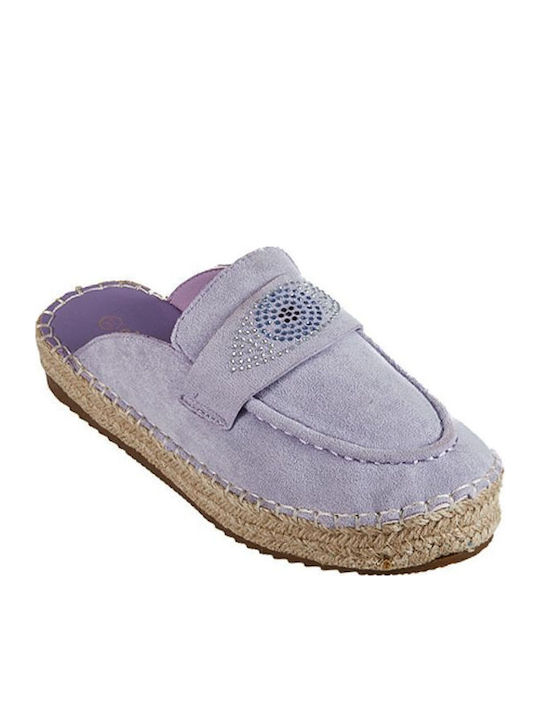 Flat Suede Mules σε Λιλά Χρώμα