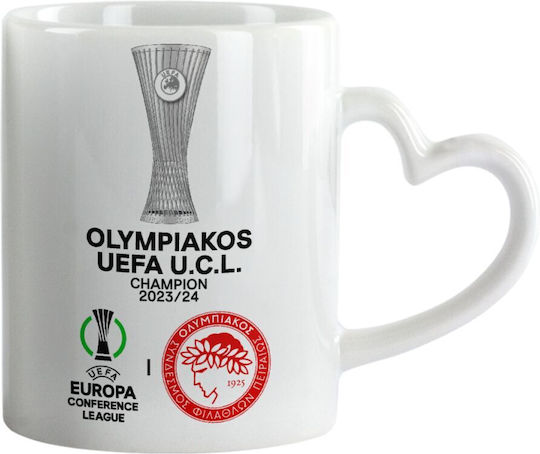 Koupakoupa Olympiacos Uefa Europa Conference League Champion 2023/24 Κούπα Κεραμική Λευκή 330ml