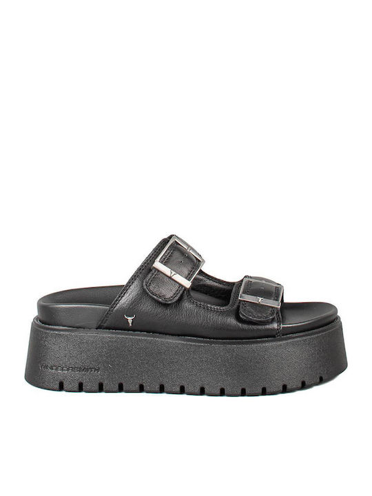 Windsor Smith Leather Women's Flat Sandals in Black Color