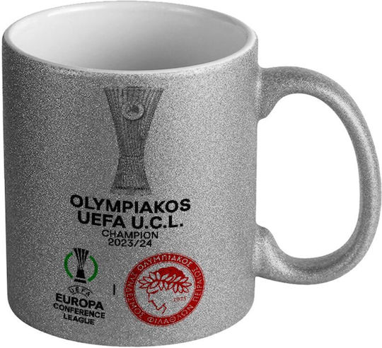 Koupakoupa Olympiacos Uefa Europa Conference League Champion 2023/24 Mug Ceramic Silver 330ml