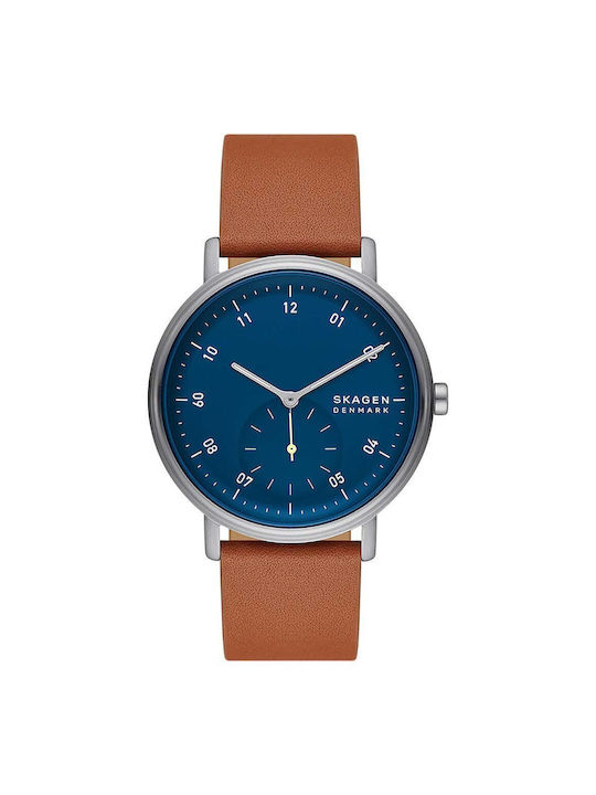 Skagen Watch Battery with Brown Leather Strap